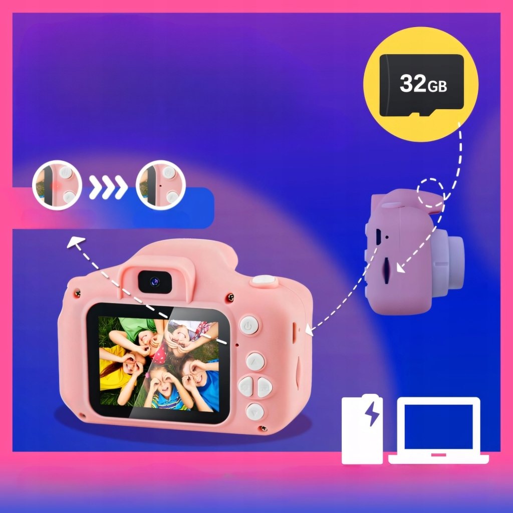 Aparat fotograficzny dla dzieci 20MP różowy | REEVE