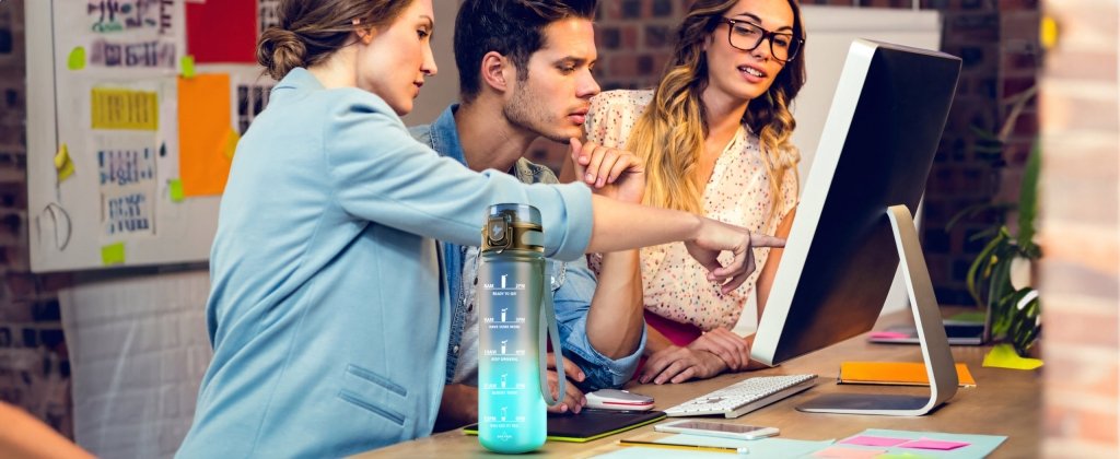 Bidon motywacyjny 500 ml z filtrem, niebiesko-zielony