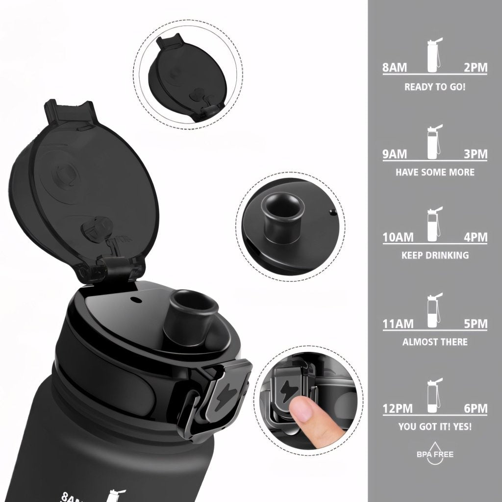 Bidon motywacyjny 500 ml z filtrem, czarny