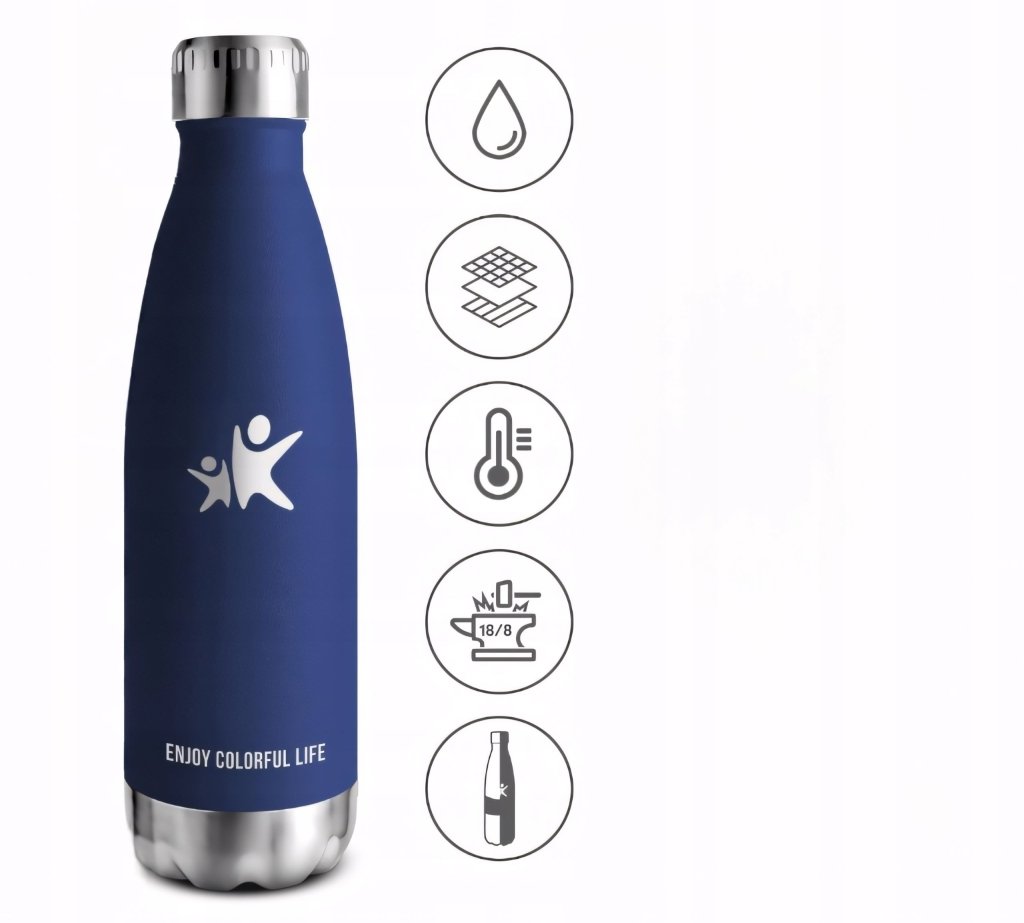 Butelka termiczna 750 ml ze stali 18/8, granatowa matowa | REEVE