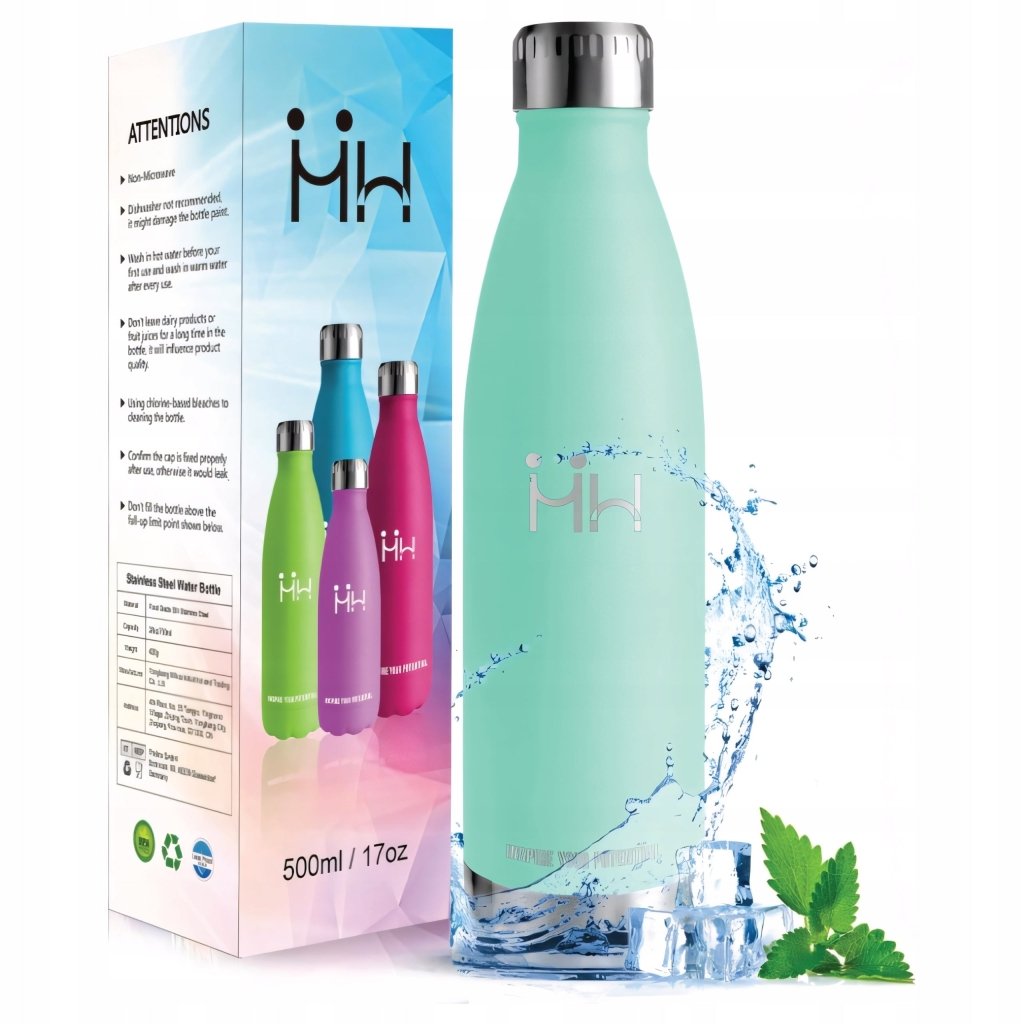 Butelka termiczna dla dzieci 500ml HoneyHolly - turkusowa, BPA free | REEVE