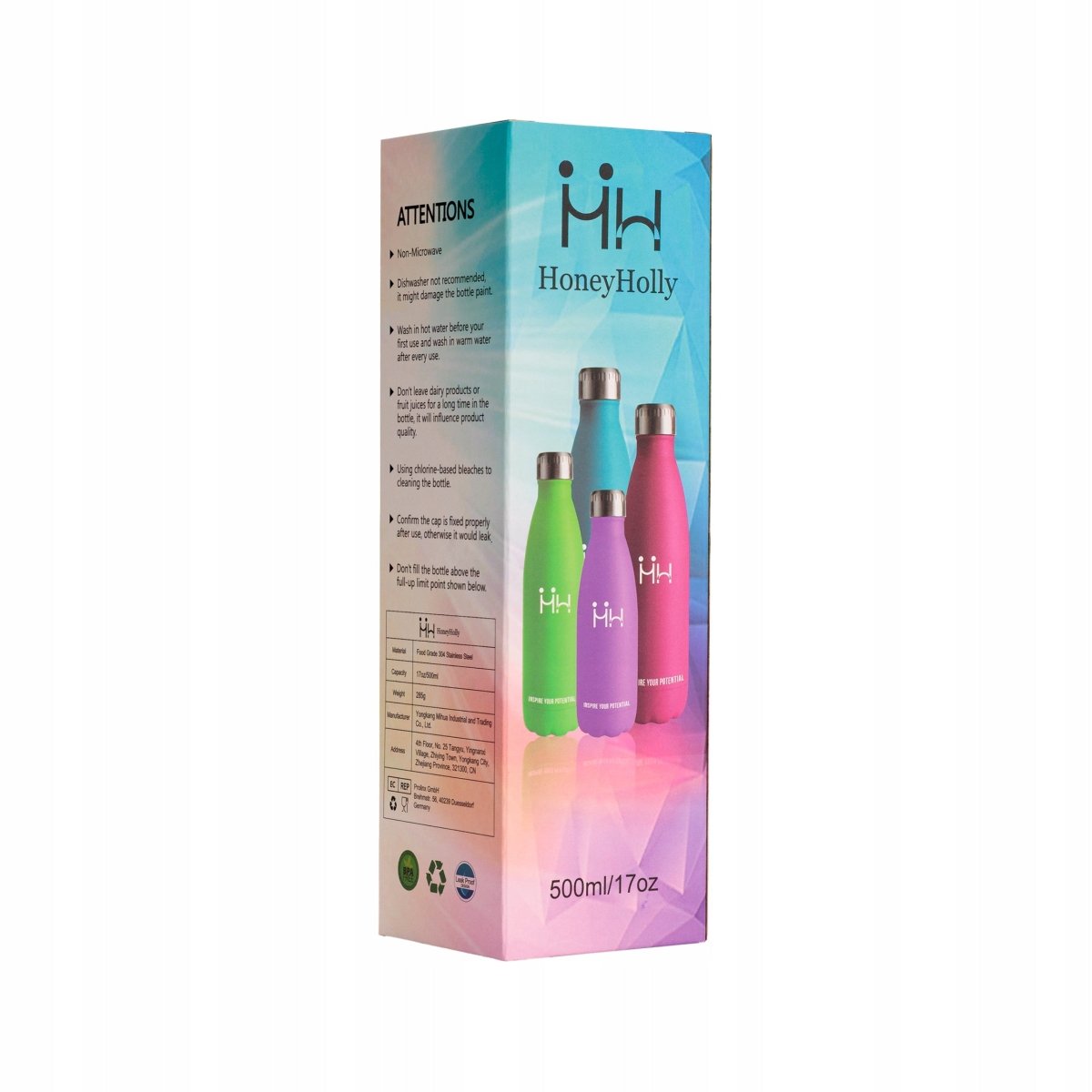 Butelka termiczna stalowa 500 ml, zielona, 12/24 h