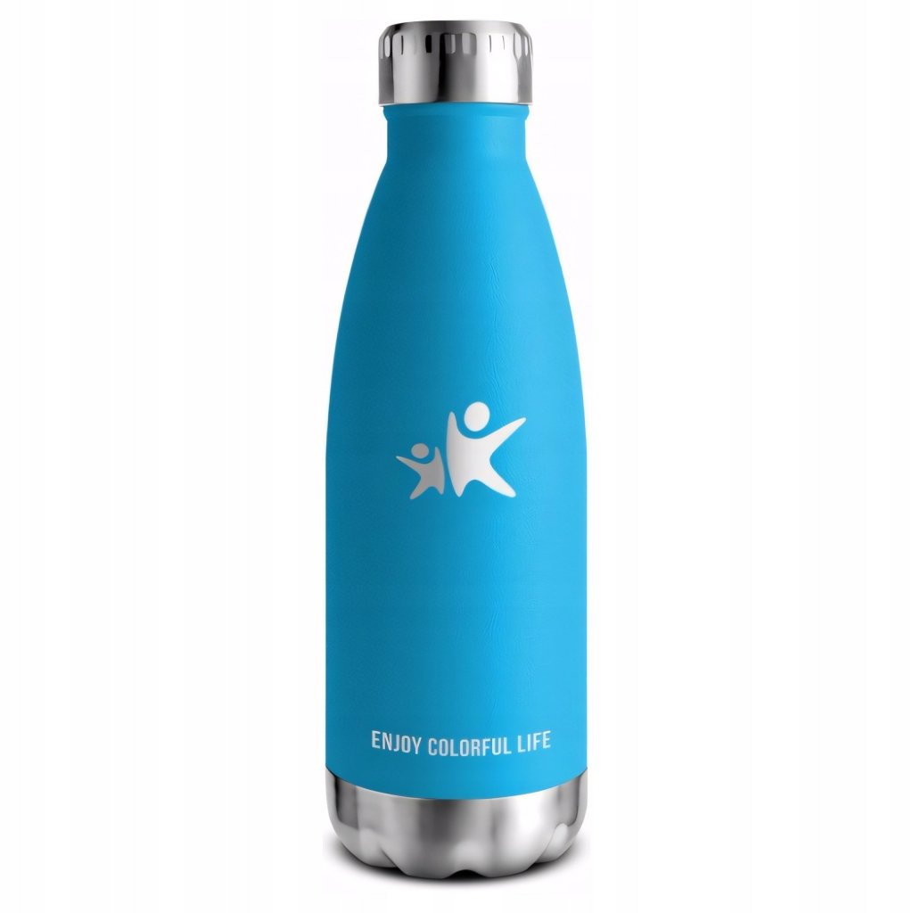 Butelka termiczna stalowa niebieska 500 ml, certyfikat CE
