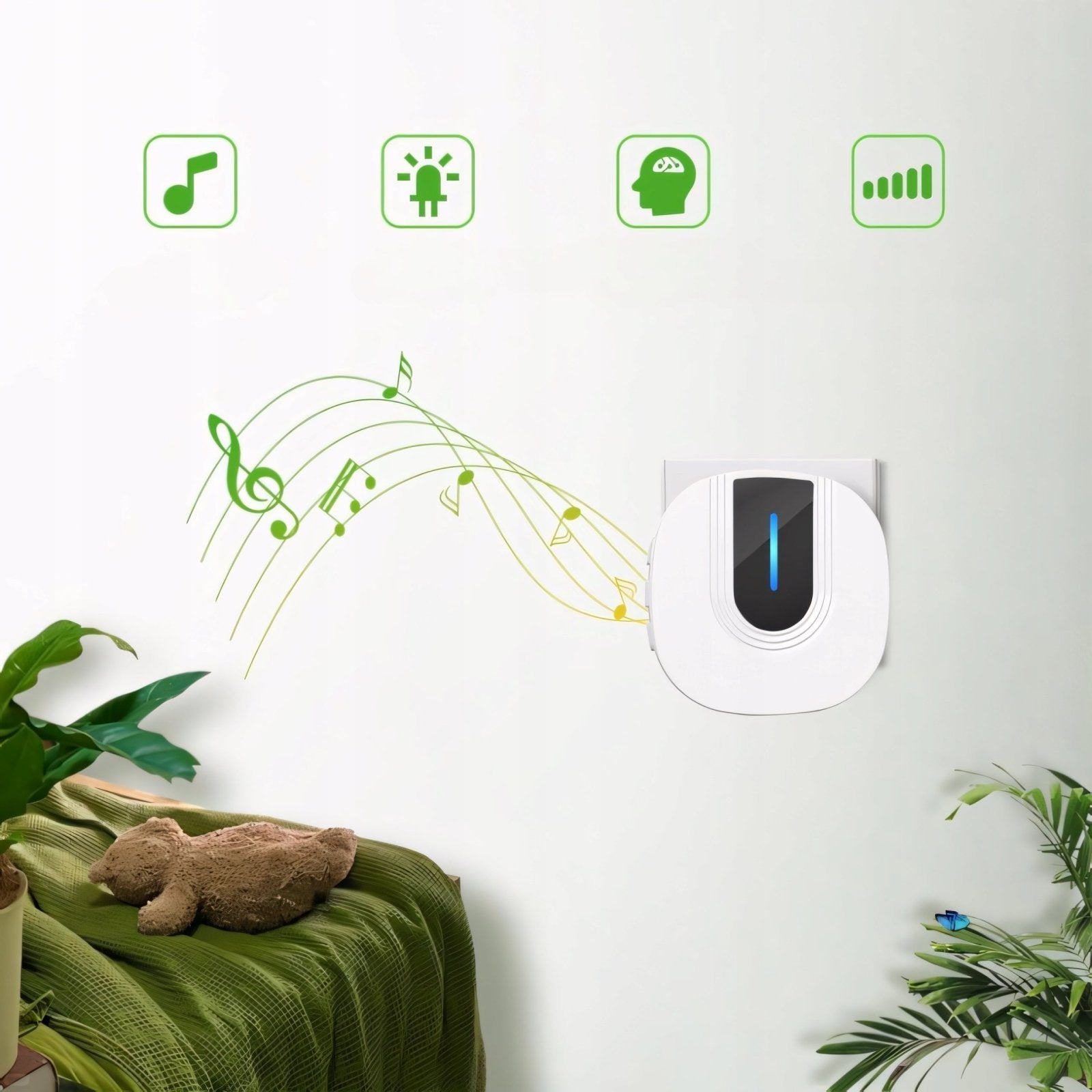Dzwonek bezprzewodowy 300 m, IP55, 55 melodii, biały