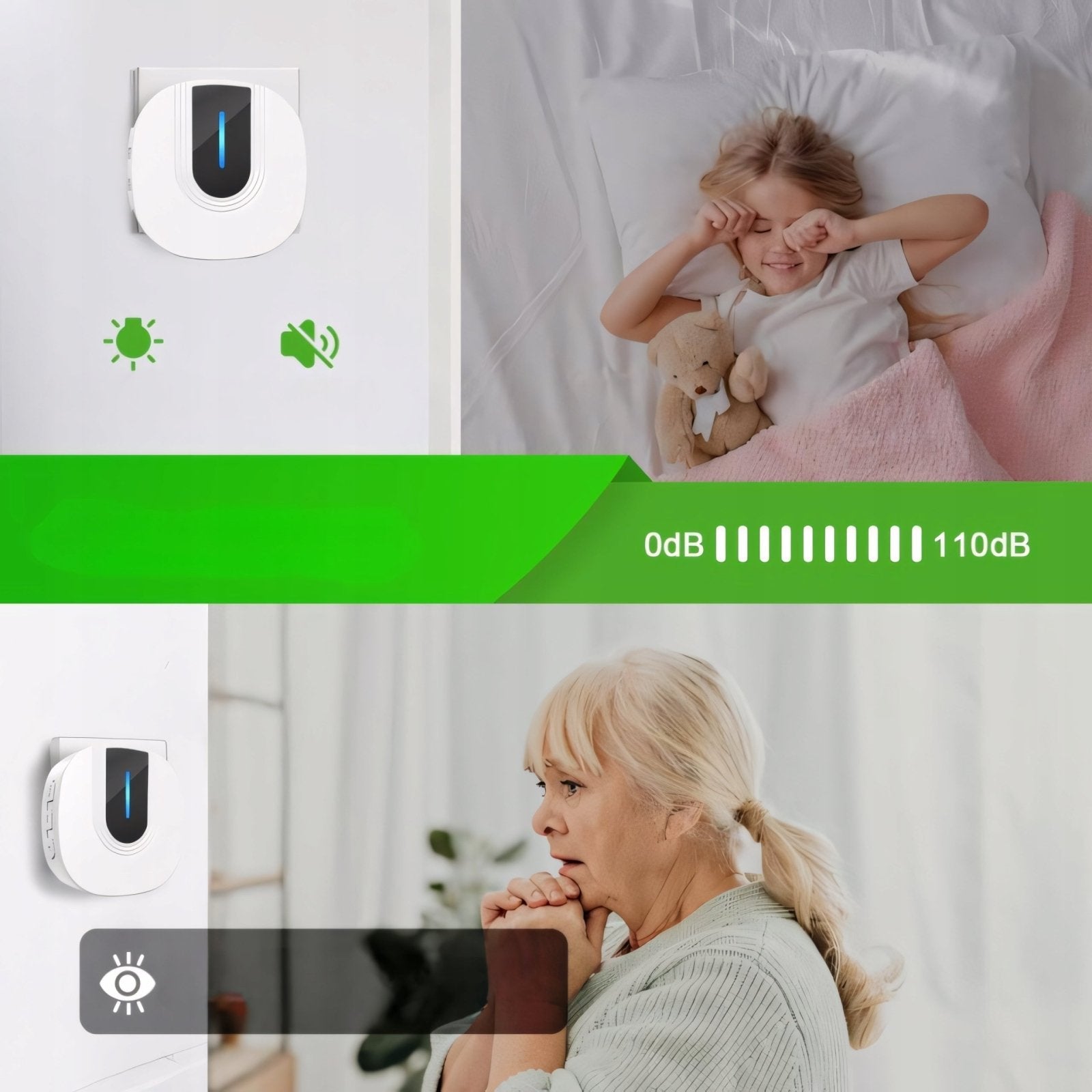 Dzwonek bezprzewodowy 300 m, IP55, 55 melodii, biały
