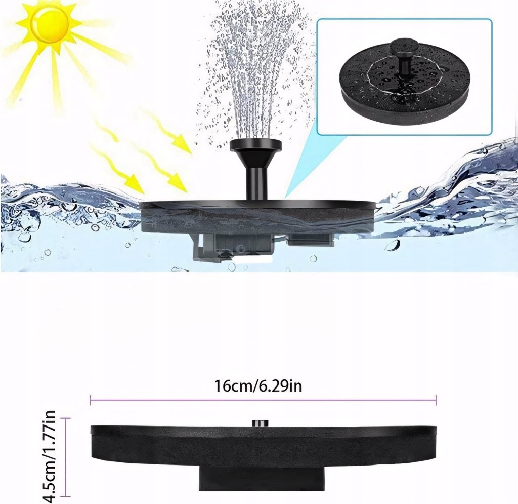 Fontanna solarna pływająca 16 cm – do stawu i oczka | REEVE