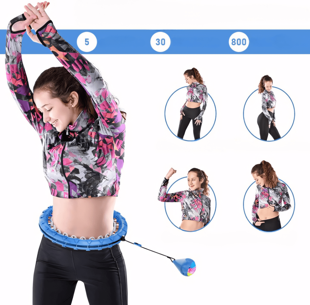 Hula hop smart z licznikiem LED, rolki masujące, 75–120 cm | REEVE