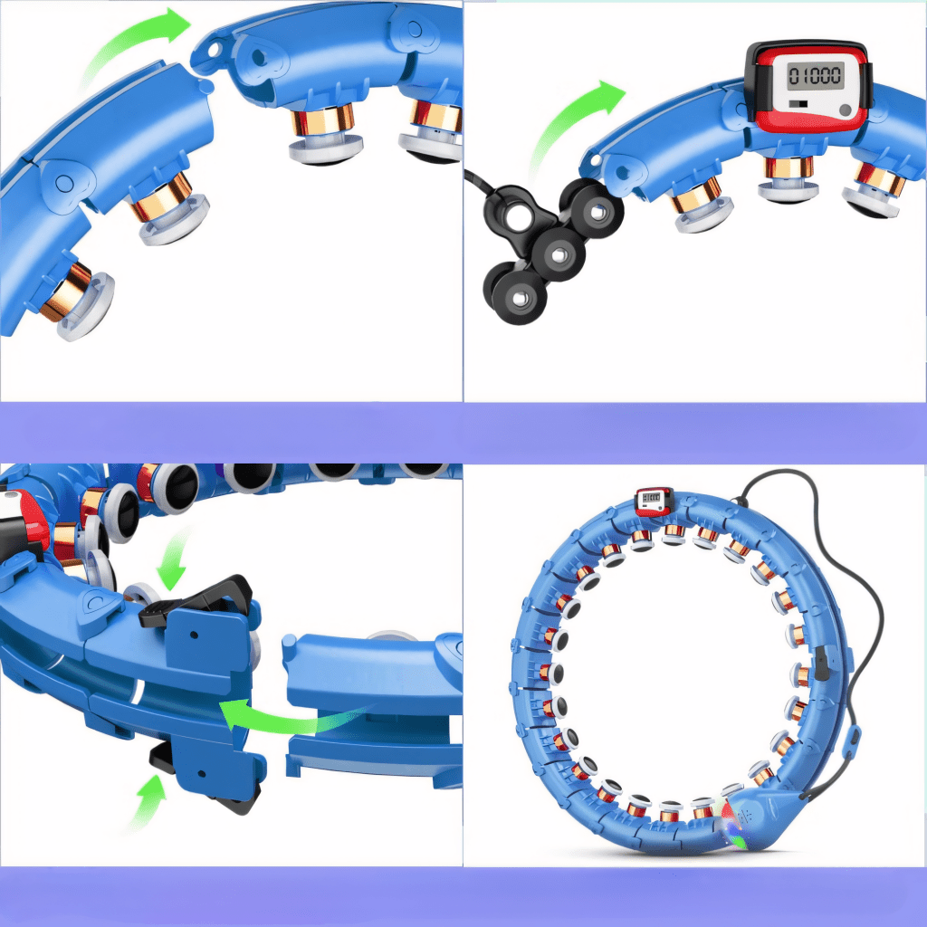 Hula hop smart z licznikiem LED, rolki masujące, 75–120 cm | REEVE