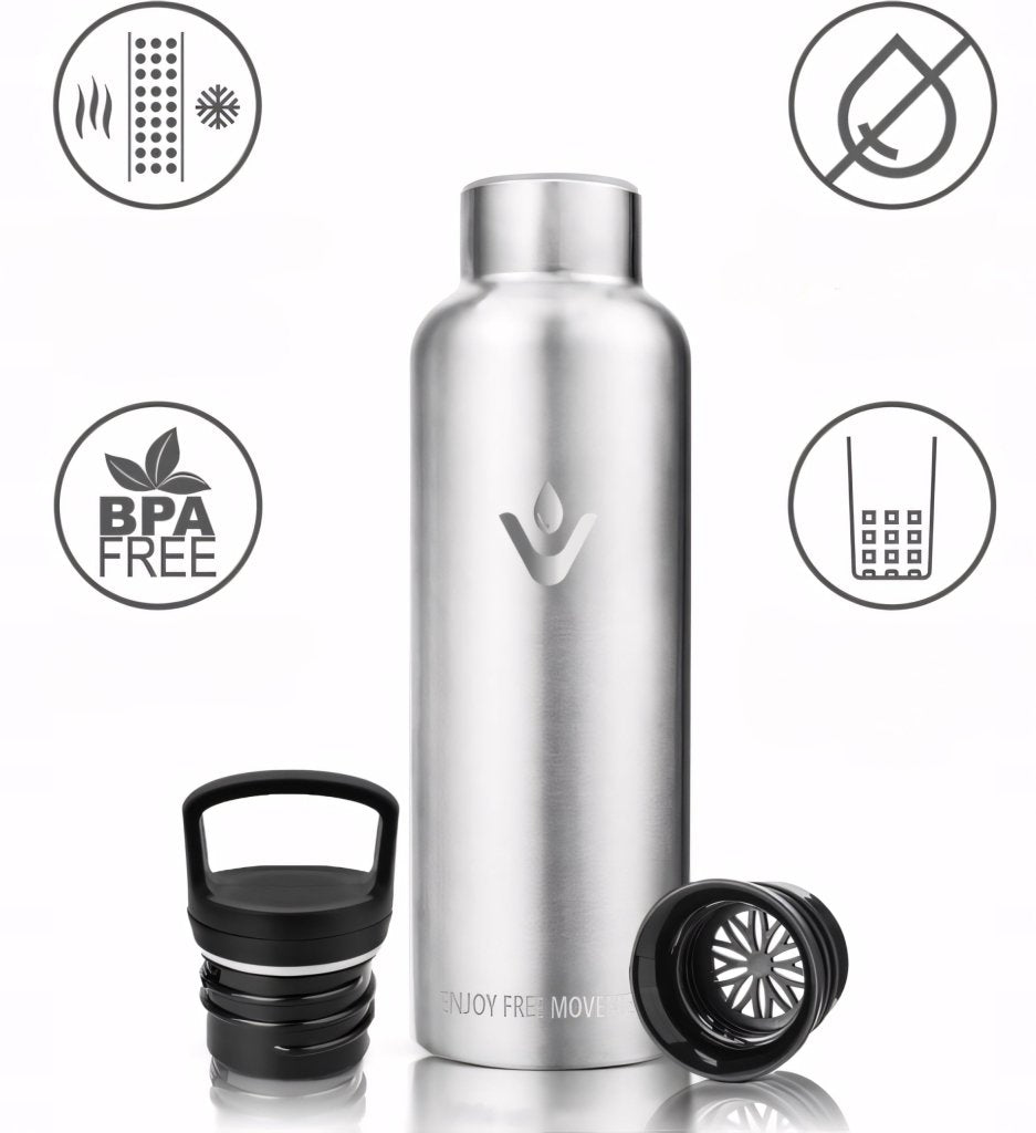 Kubek termiczny 750 ml ze słomką i filtrem, stalowy | REEVE