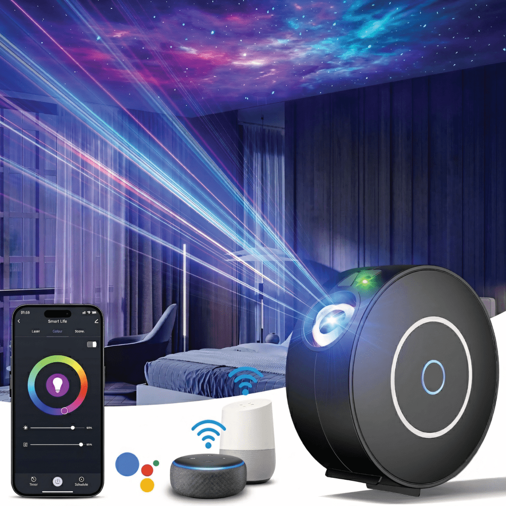 Projektor gwiazd LED 360°, Wi - Fi i sterowanie głosem, czarny | REEVE