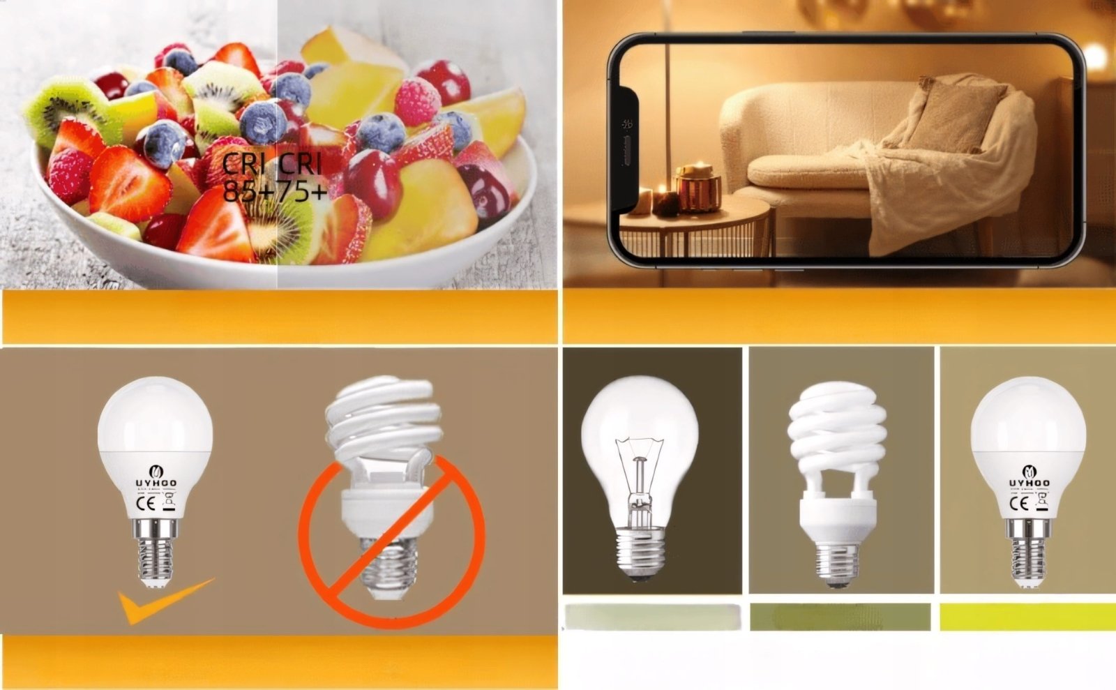 10x Żarówka LED E14 3W 3000K UYHGO | REEVE