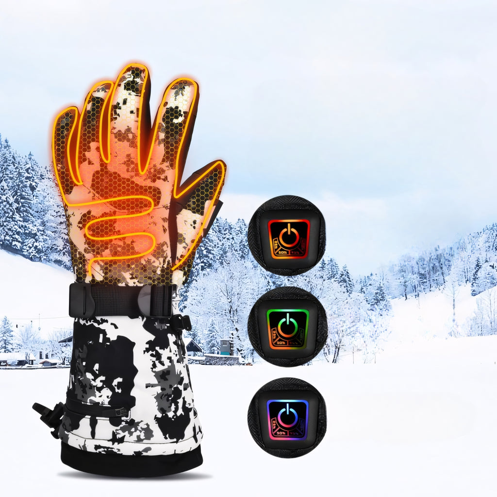 Rękawice ogrzewane elektrycznie 3000mAh XXL wodoodporne białe moro