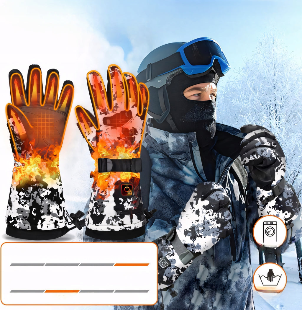 Rękawice ogrzewane elektrycznie 3000mAh XXL wodoodporne białe moro