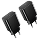 Ładowarki USB-C 20 W PD i QC 3.0, 2 szt., czarne