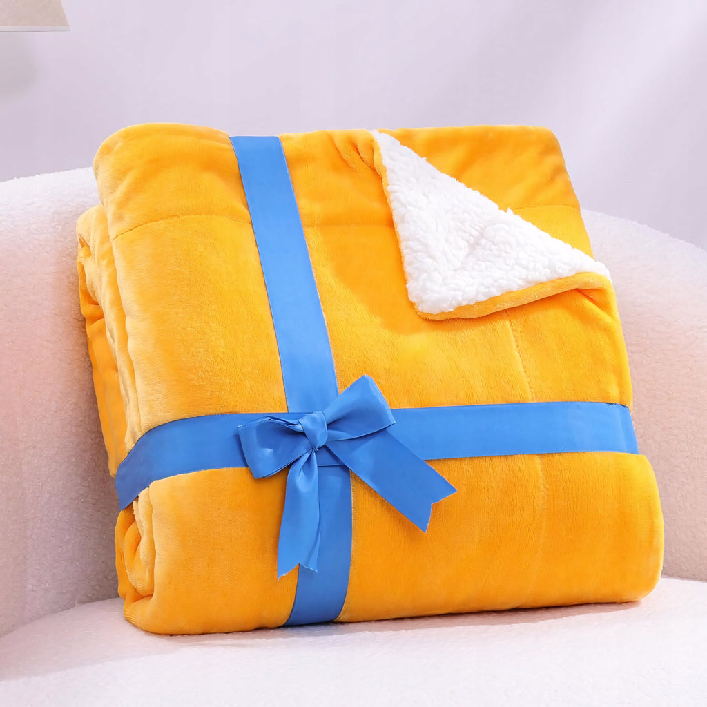 Koc sherpa PanxHome 160x200 cm żółty