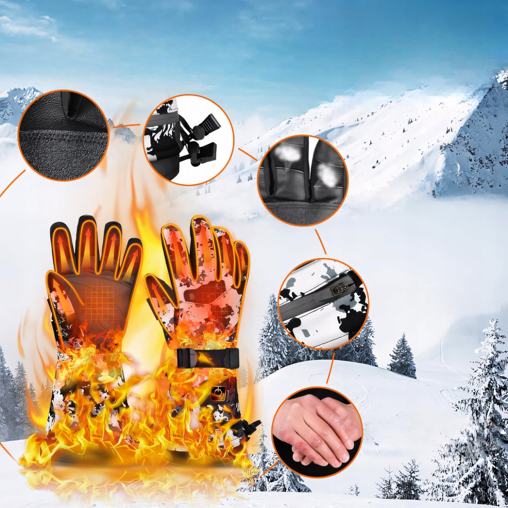 Rękawice ogrzewane elektrycznie 3000mAh XXL wodoodporne białe moro