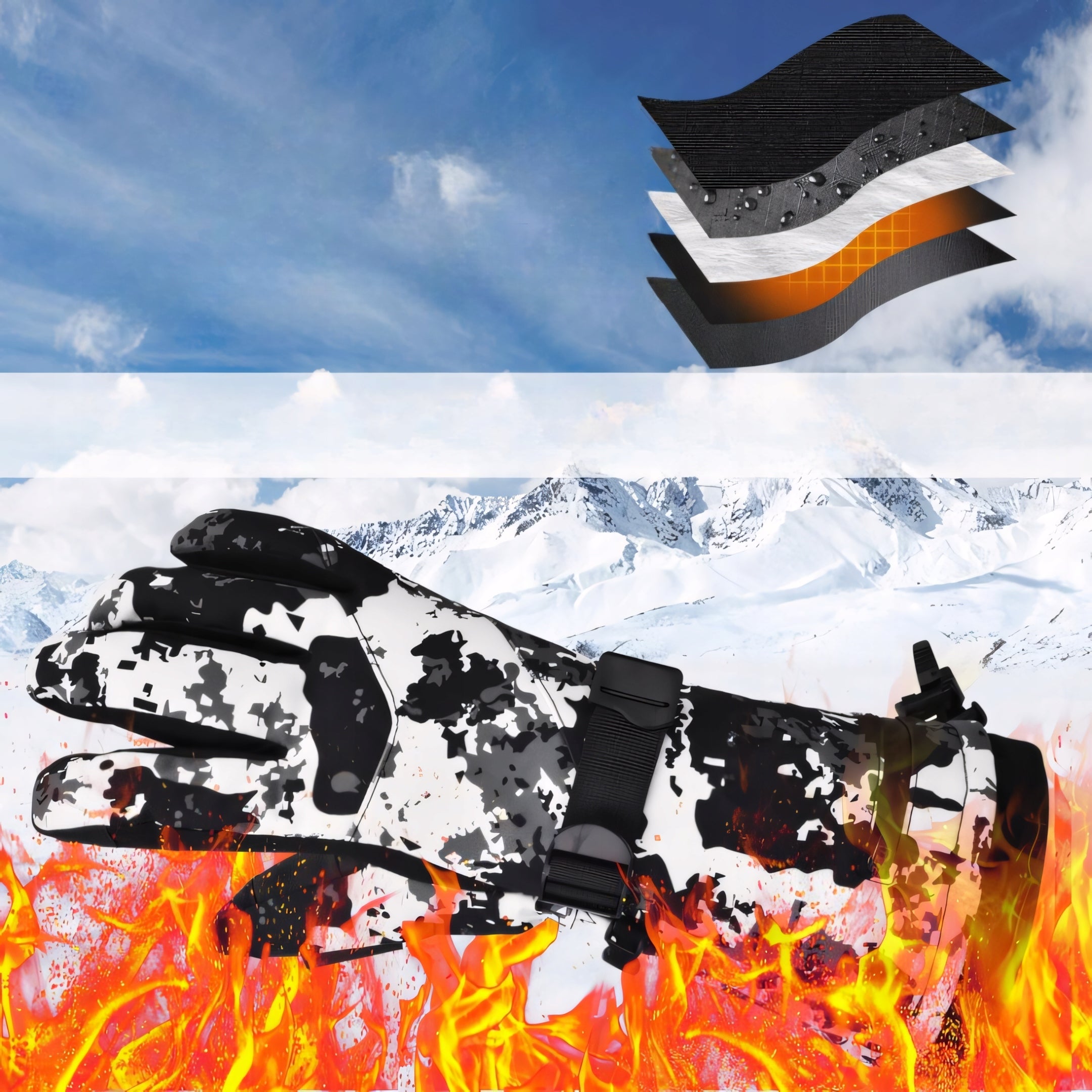 Rękawice ogrzewane elektrycznie 3000mAh XXL wodoodporne białe moro