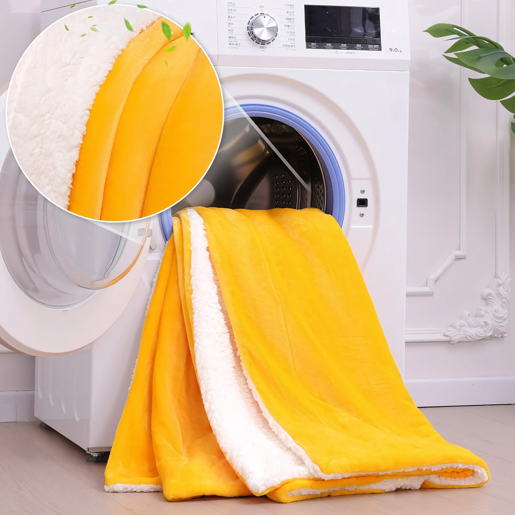 Koc sherpa PanxHome 160x200 cm żółty