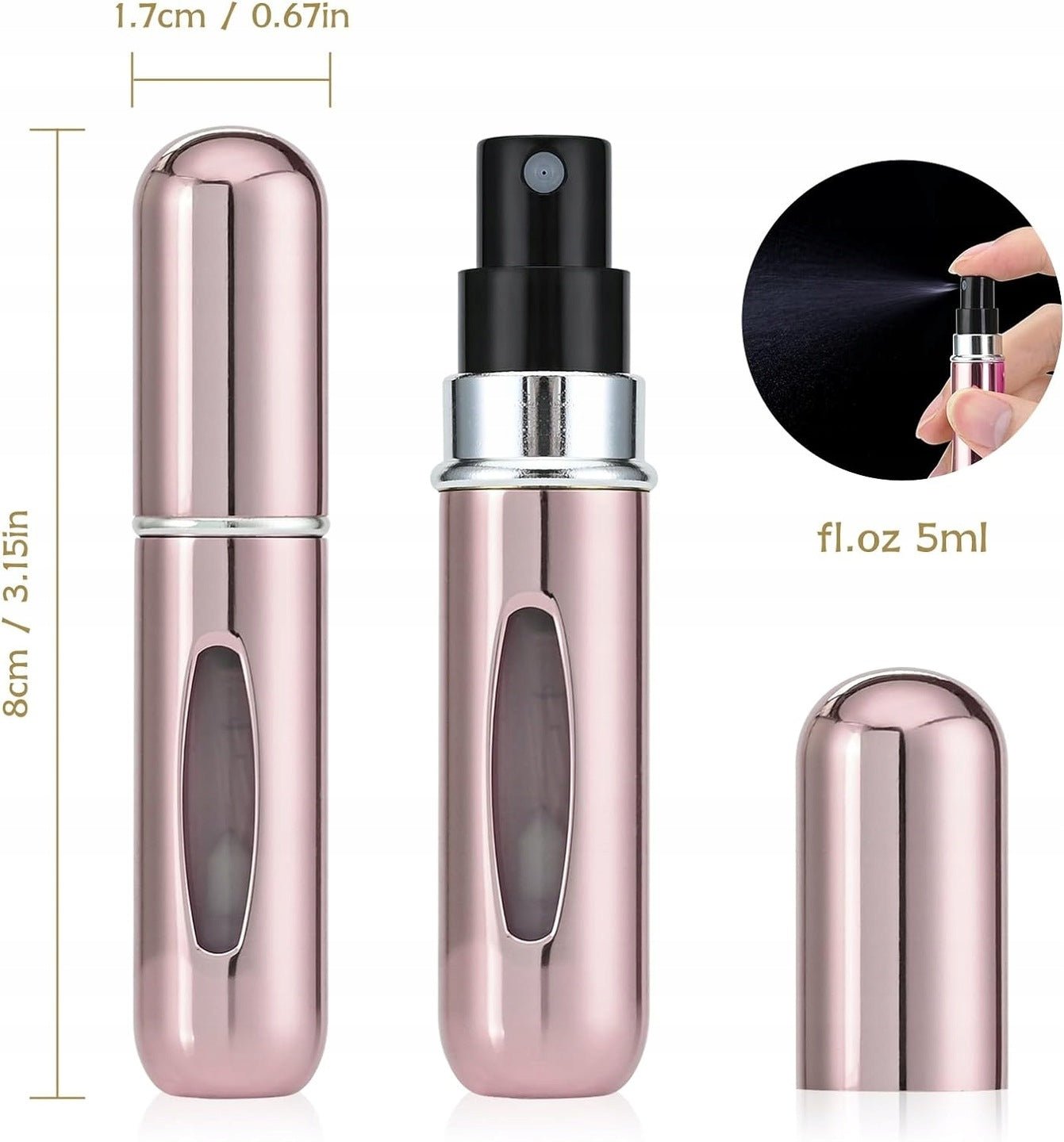 8x Atomizer podróżny 5ml – zestaw 8 kolorów | REEVE