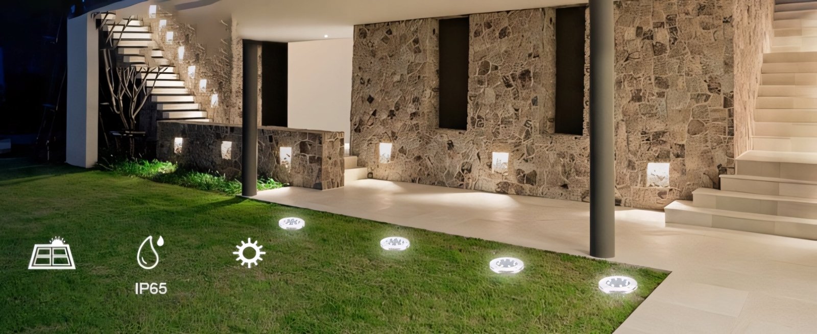 8x Lampki solarne gruntowe z czujnikiem IP65 | REEVE