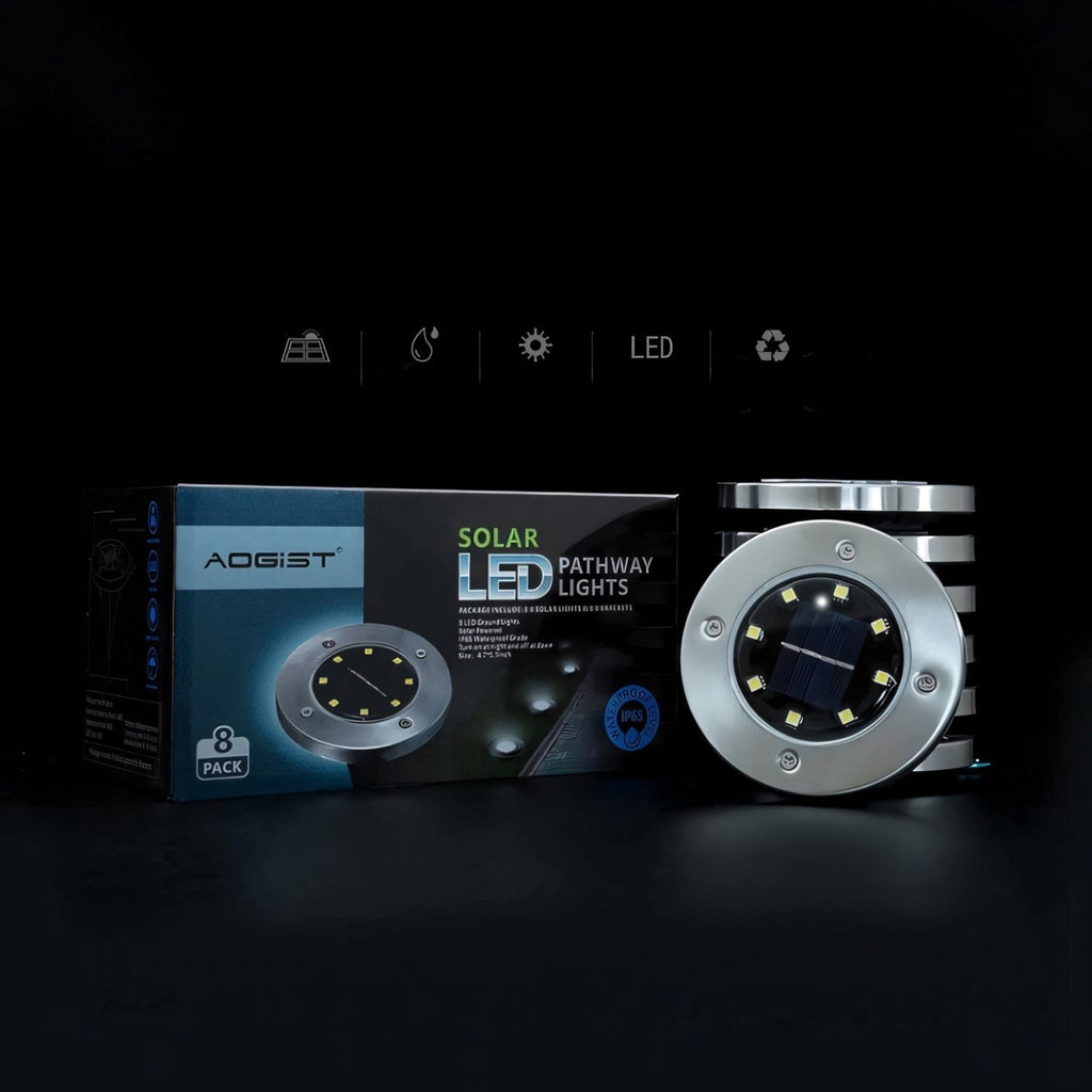 8x Lampki solarne gruntowe z czujnikiem IP65 | REEVE