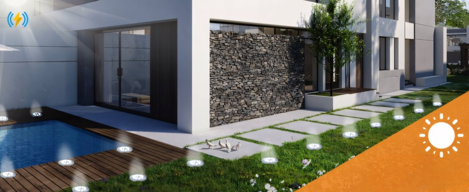 8x Lampki solarne gruntowe z czujnikiem IP65 | REEVE