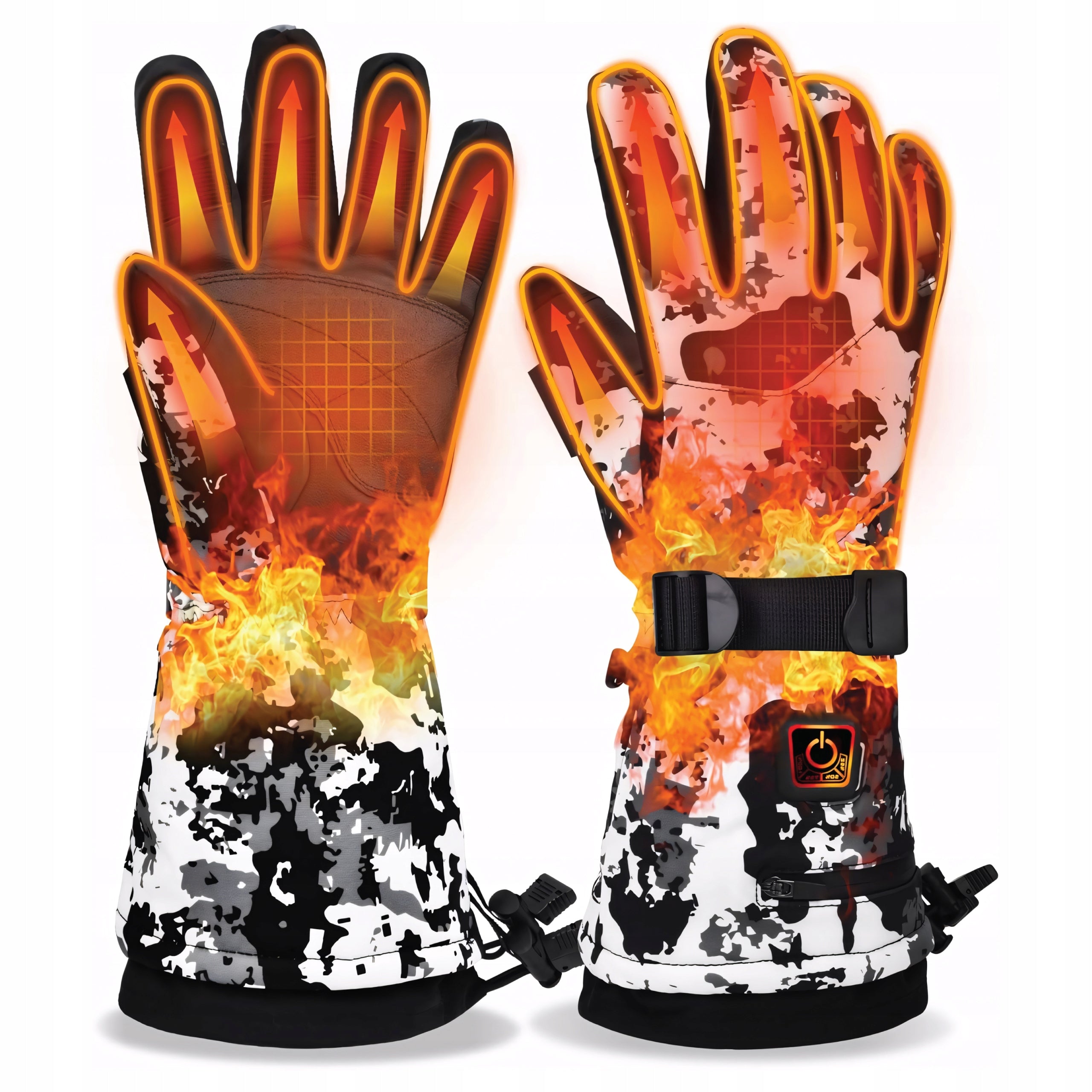 Rękawice ogrzewane elektrycznie 3000mAh XXL wodoodporne białe moro