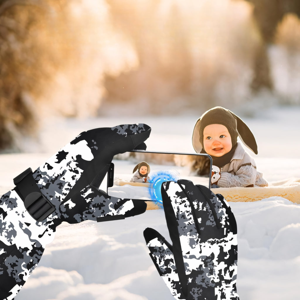 Rękawice ogrzewane elektrycznie 3000mAh XXL wodoodporne białe moro