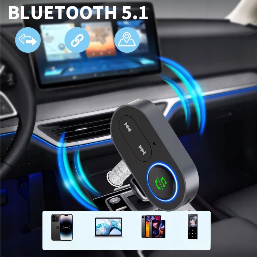 Adapter Bluetooth 5.1 do auta — odbiornik i nadajnik z mikrofonem | REEVE