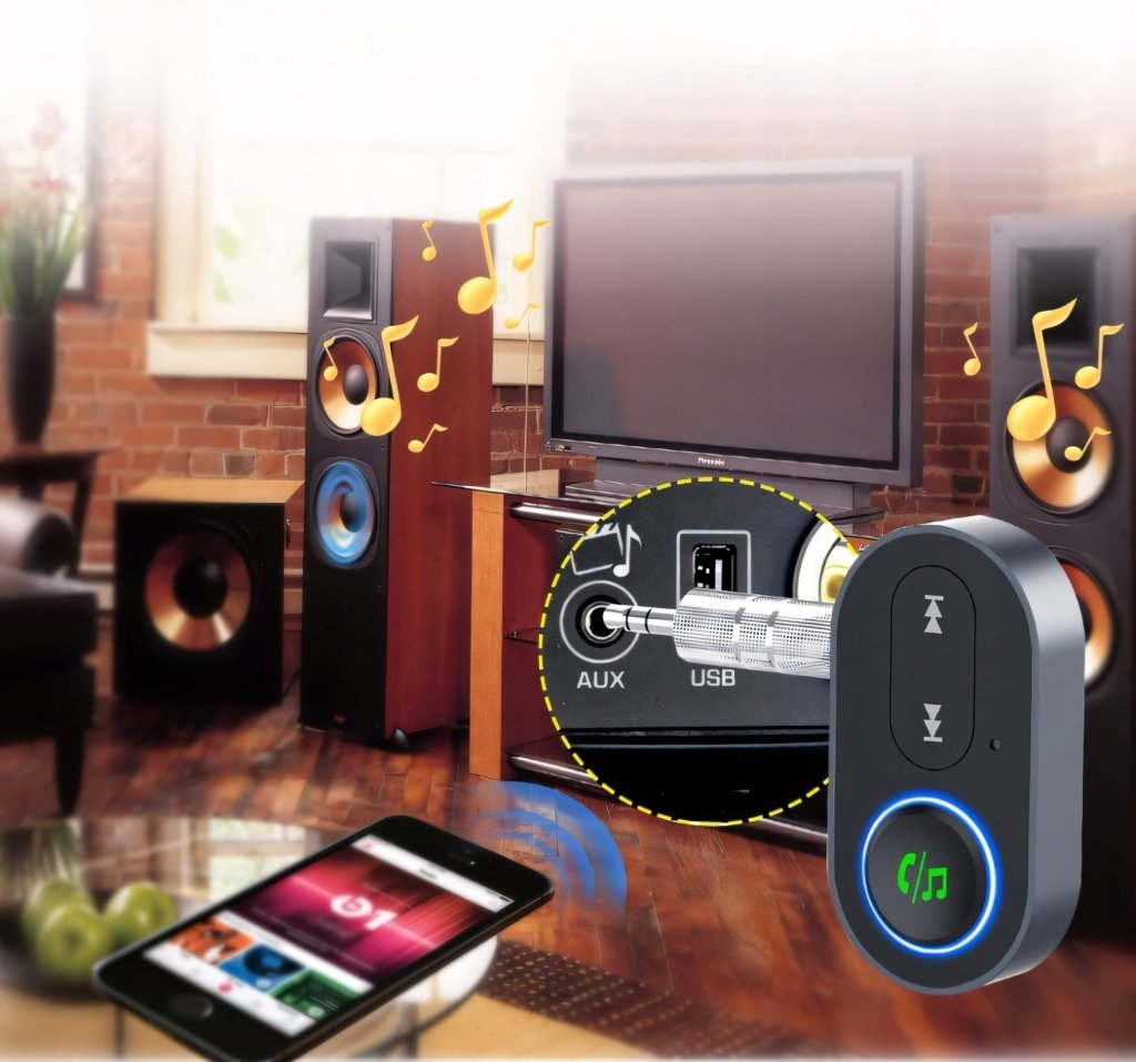 Adapter Bluetooth 5.1 do auta — odbiornik i nadajnik z mikrofonem | REEVE