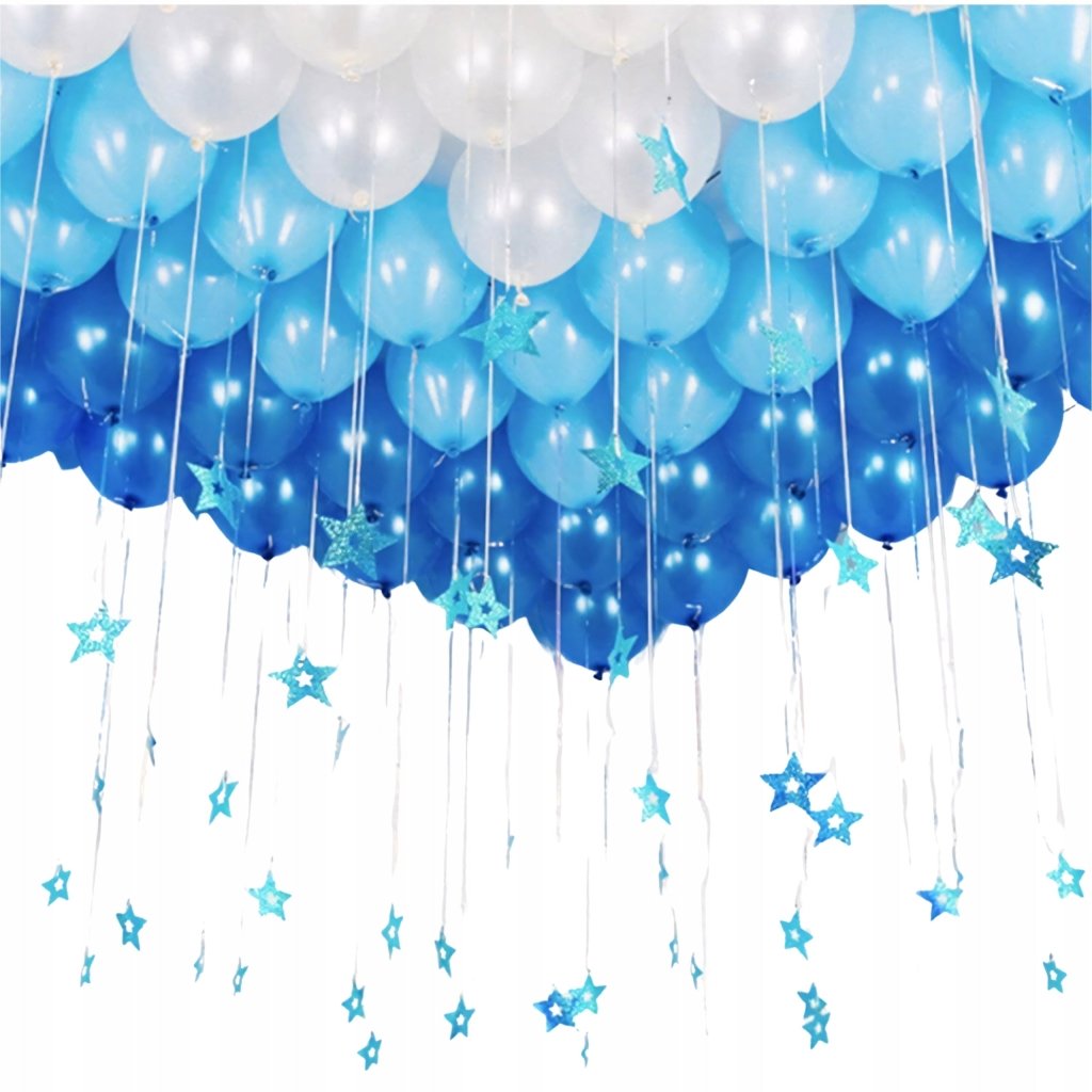 Balony lateksowe 30 cm, 50 sztuk, mix granat - niebieski - biały | REEVE