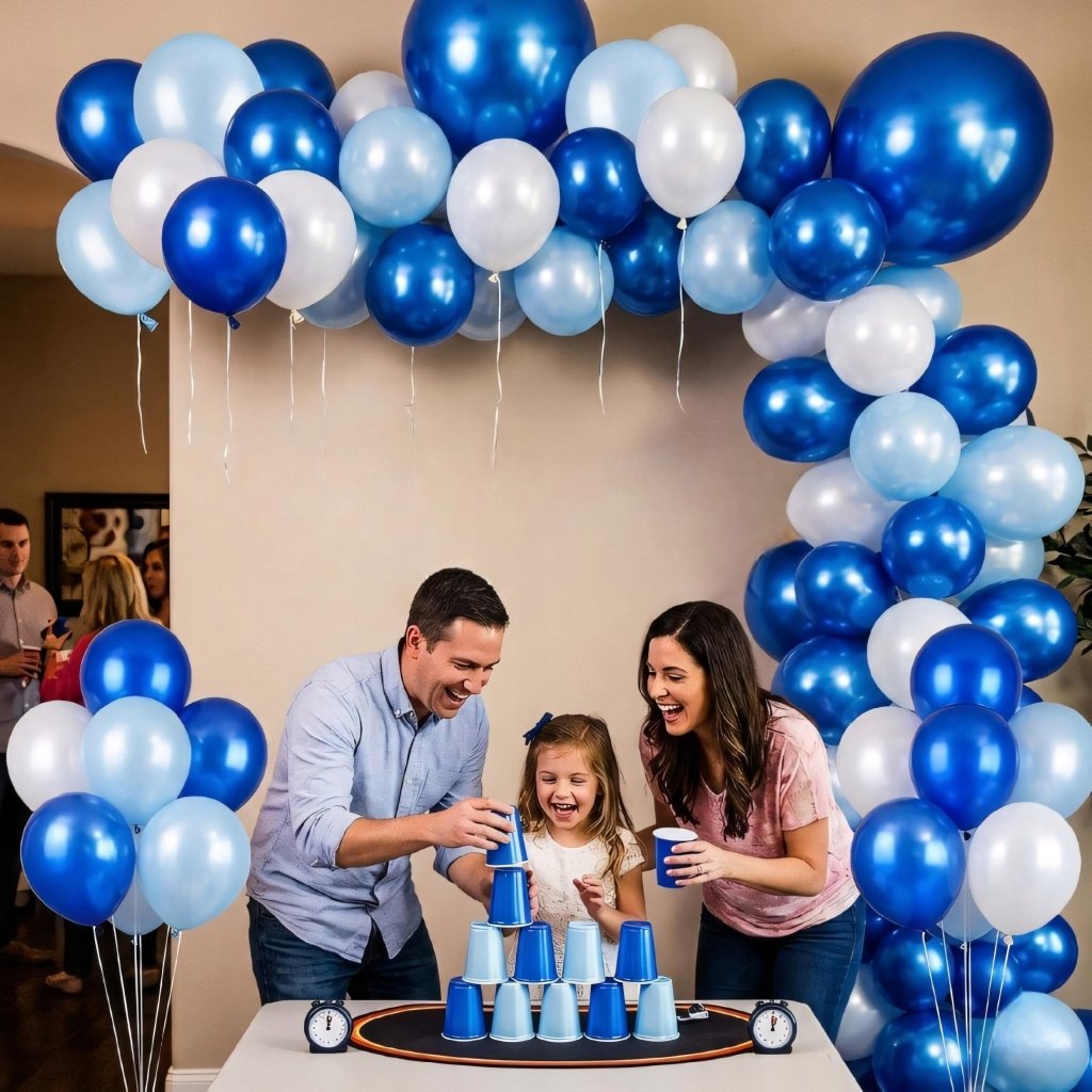 Balony lateksowe 30 cm, 50 sztuk, mix granat - niebieski - biały | REEVE