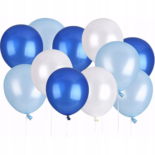 Balony lateksowe 30 cm, 50 sztuk, mix granat - niebieski - biały | REEVE