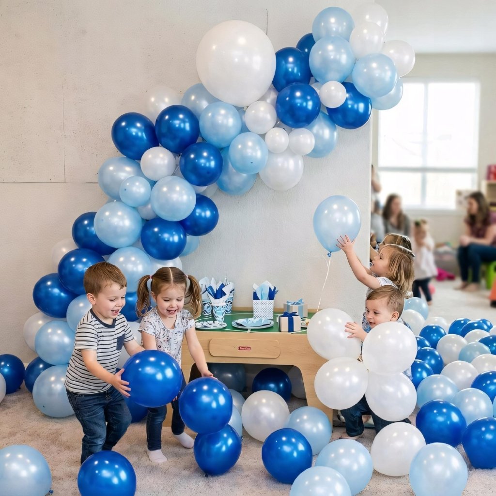 Balony lateksowe 30 cm, 50 sztuk, mix granat - niebieski - biały | REEVE