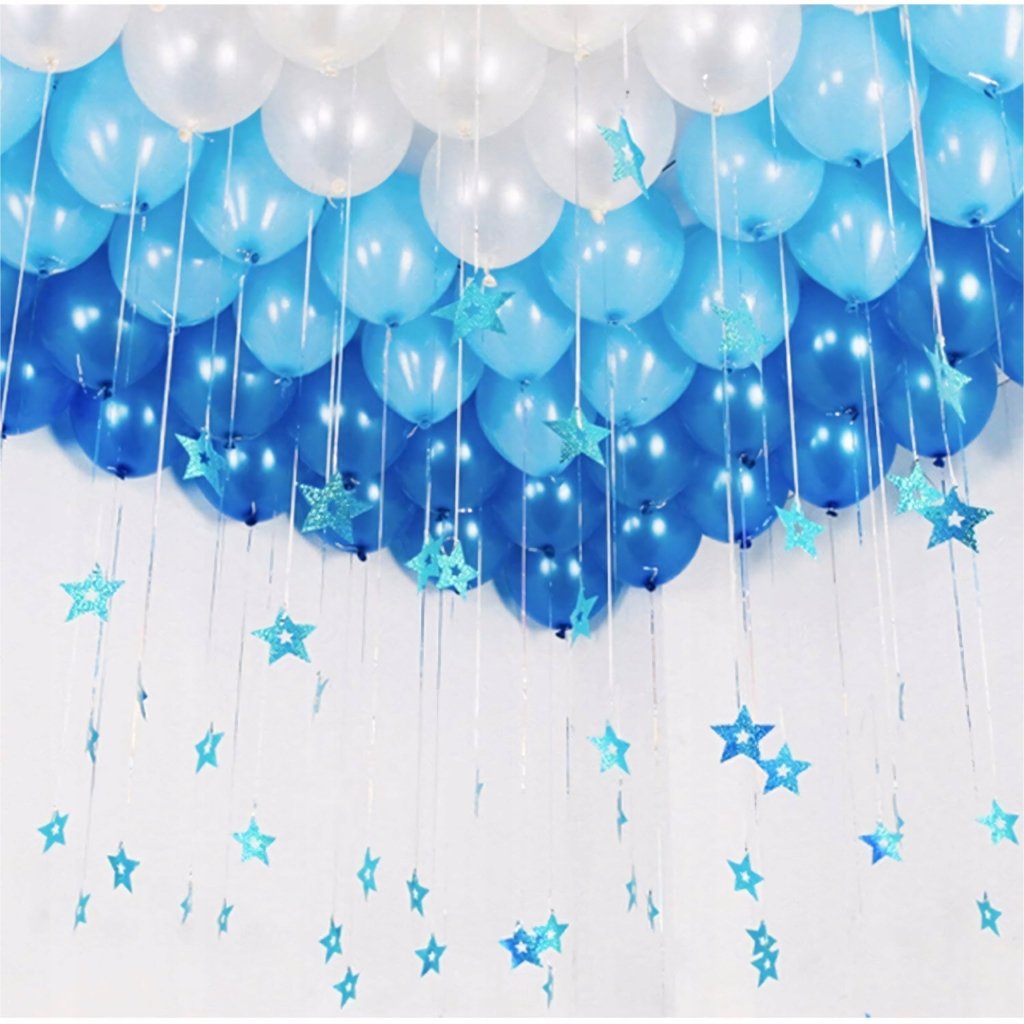 Balony lateksowe 30 cm, 50 sztuk, mix granat - niebieski - biały | REEVE