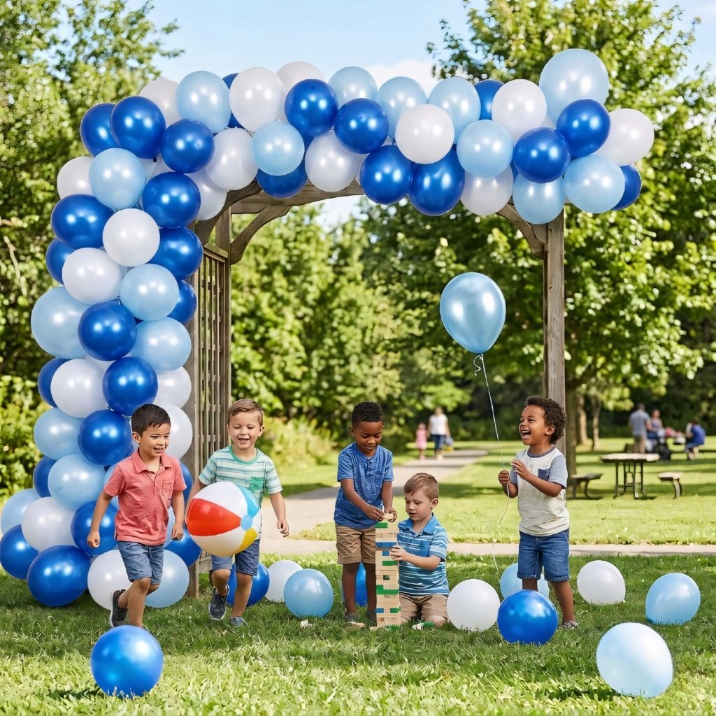Balony lateksowe 30 cm, 50 sztuk, mix granat - niebieski - biały | REEVE