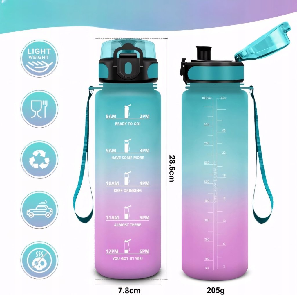 Bidon butelka na wodę 1000ml motywacyjna szczelna 1L | REEVE