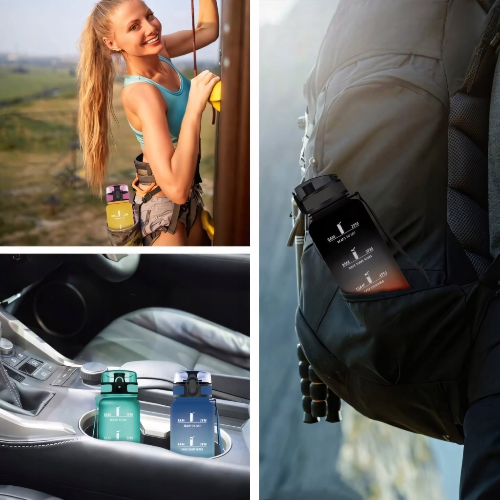 Bidon motywacyjny KollyKolla 1L szary tritan | REEVE