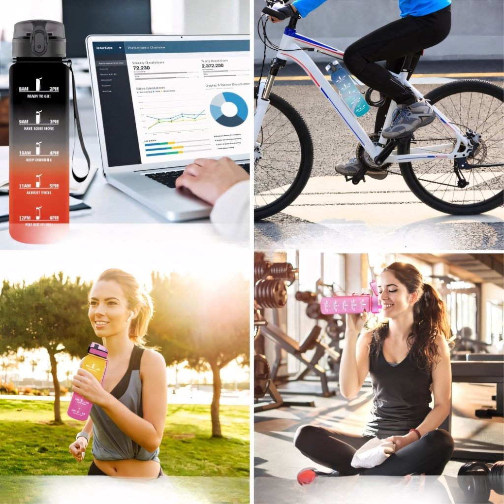 Bidon motywacyjny KollyKolla 1L szary tritan | REEVE