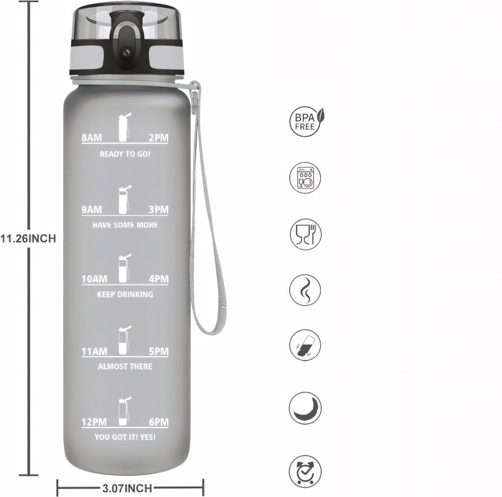 Bidon motywacyjny KollyKolla 1L szary tritan | REEVE