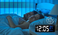 Budzik LED 6,3" czarny z termometrem i USB | REEVE