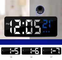Budzik LED 6,3" czarny z termometrem i USB | REEVE