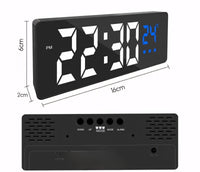 Budzik LED 6,3" czarny z termometrem i USB | REEVE