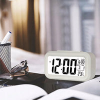 Budzik LED cyfrowy z termometrem i czujnikiem światła, biały | REEVE