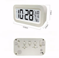 Budzik LED cyfrowy z termometrem i drzemką, USB, biały | REEVE