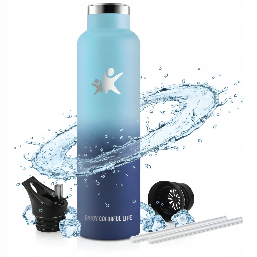 Butelka termiczna 1L z słomką i uchwytem – szczelna, stalowa | REEVE