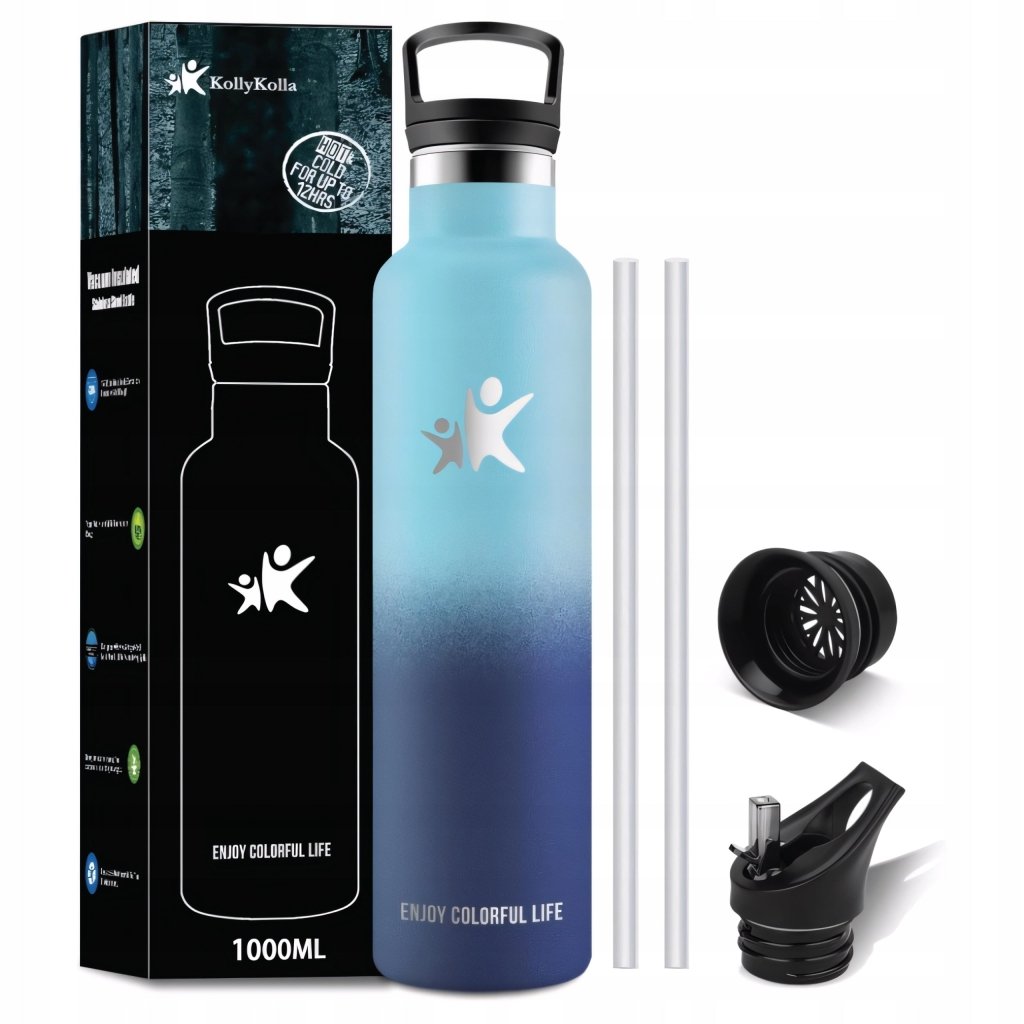 Butelka termiczna 1L z słomką i uchwytem – szczelna, stalowa | REEVE