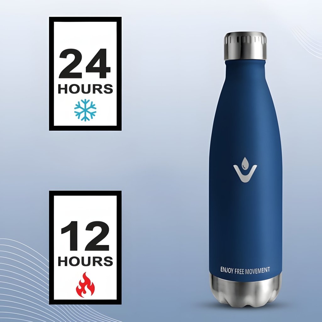 Butelka termiczna 500 ml stalowa, 12/24 h, granatowa | REEVE