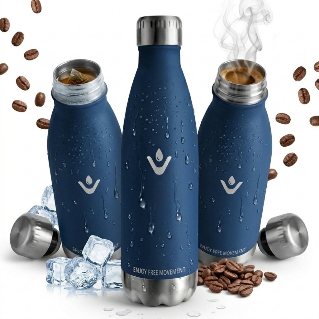 Butelka termiczna 500 ml stalowa, 12/24 h, granatowa | REEVE