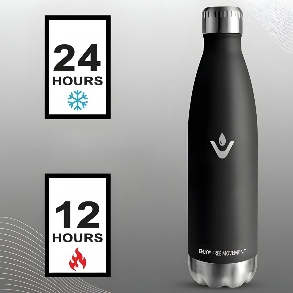 Butelka termiczna 750 ml na napoje gazowane, czarna matowa | REEVE
